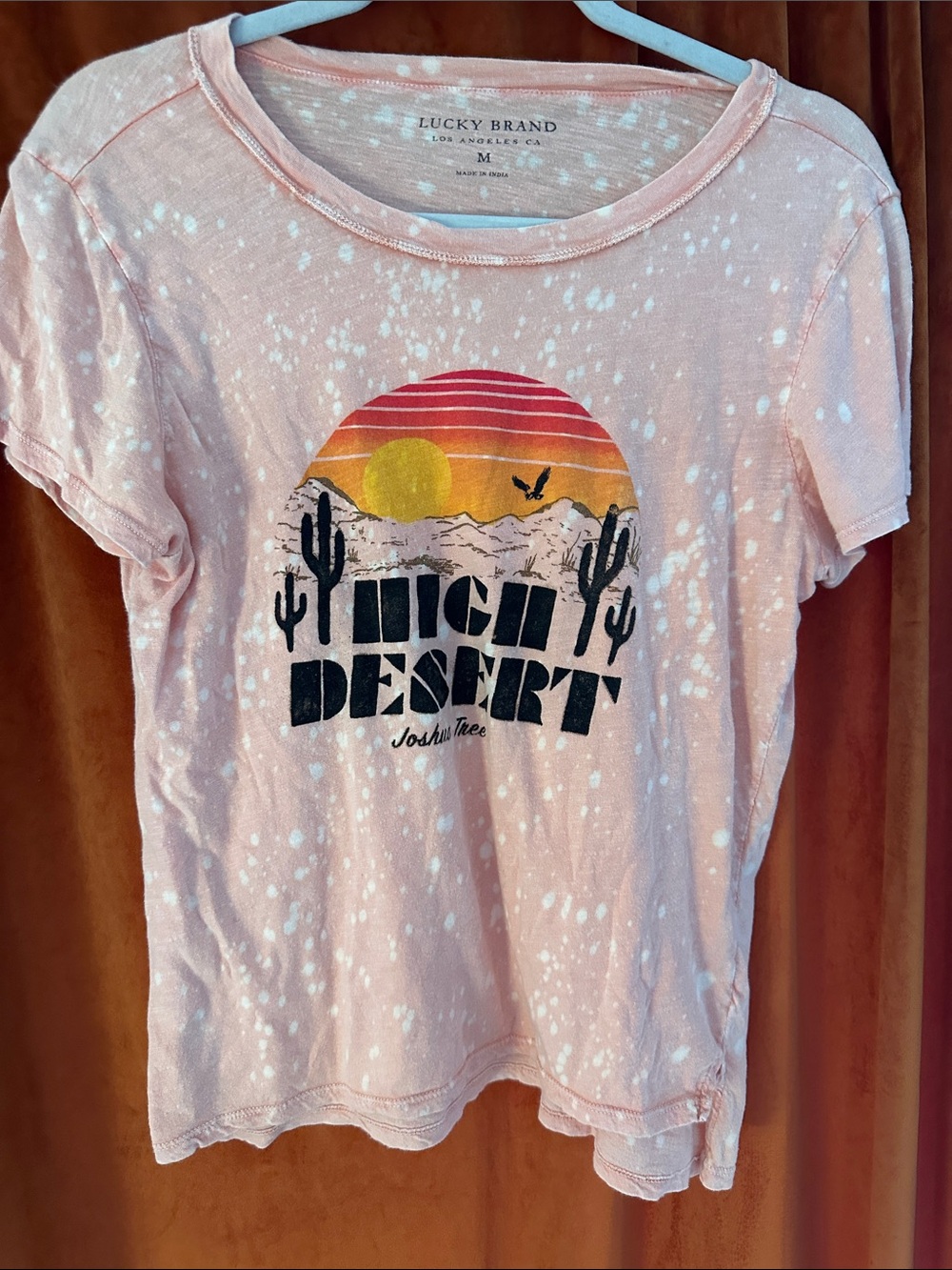 Lucky Brand Pink Speckled High Desert Graphic Tee top size medium